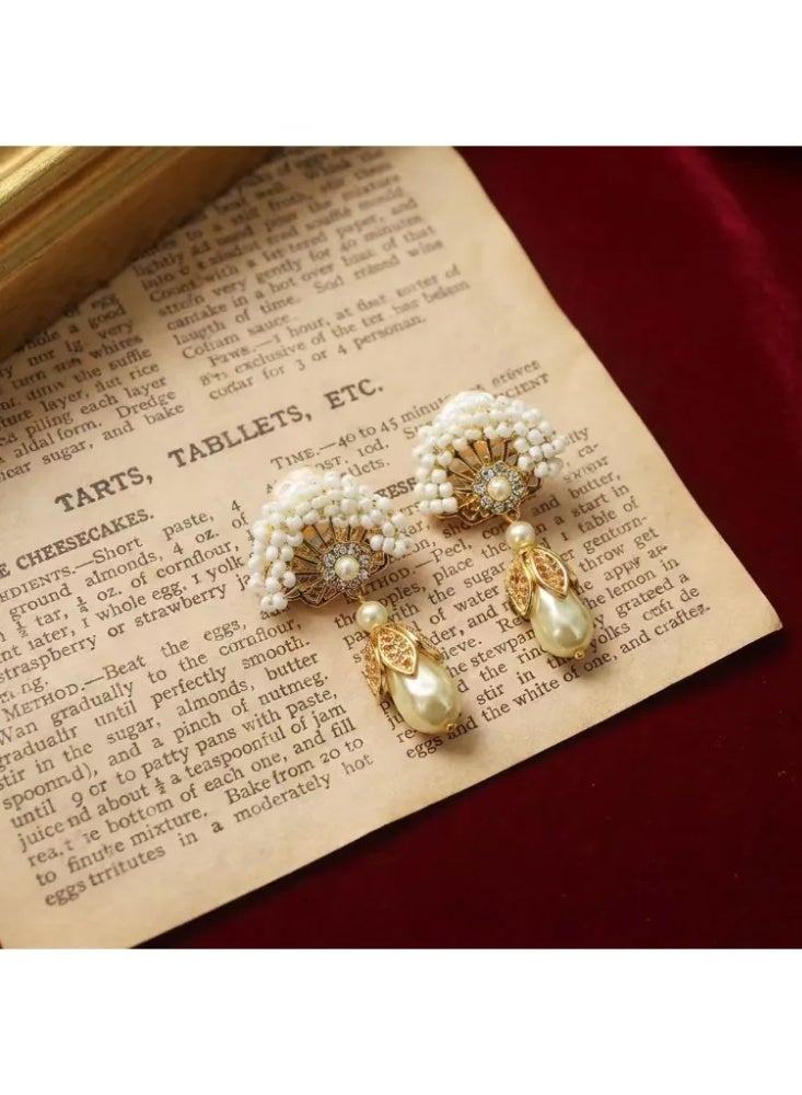 original antique fan-shaped tassel pearl earrings - Image 5