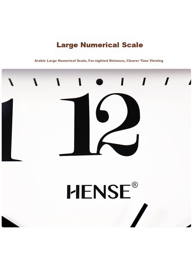 Hense Chinese Style Solid Wood Wall Clock Rectangular Living Room Classic Quartz Clock Hw30 Brown 60cm - Image 4