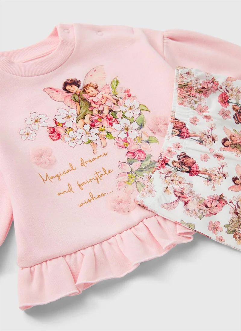 ماتلان Baby Pink Flower Fairies Top & Legging Set