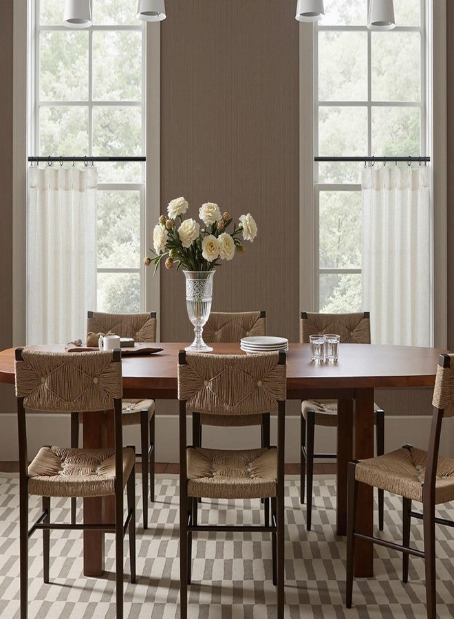 DANCURTON Pinch Pleated Cream Linen Kitchen Curtain 24 Inch Length 2 Panel Set Modern Neutral Short Cafe Curtains with Hooks Light Filtering Semi Sheer Small Window Treatment Tiers for Basement 30x24 2 FT Ivory - Image 3