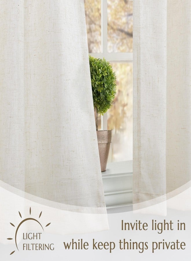 DANCURTON Pinch Pleated Cream Linen Kitchen Curtain 24 Inch Length 2 Panel Set Modern Neutral Short Cafe Curtains with Hooks Light Filtering Semi Sheer Small Window Treatment Tiers for Basement 30x24 2 FT Ivory - Image 4