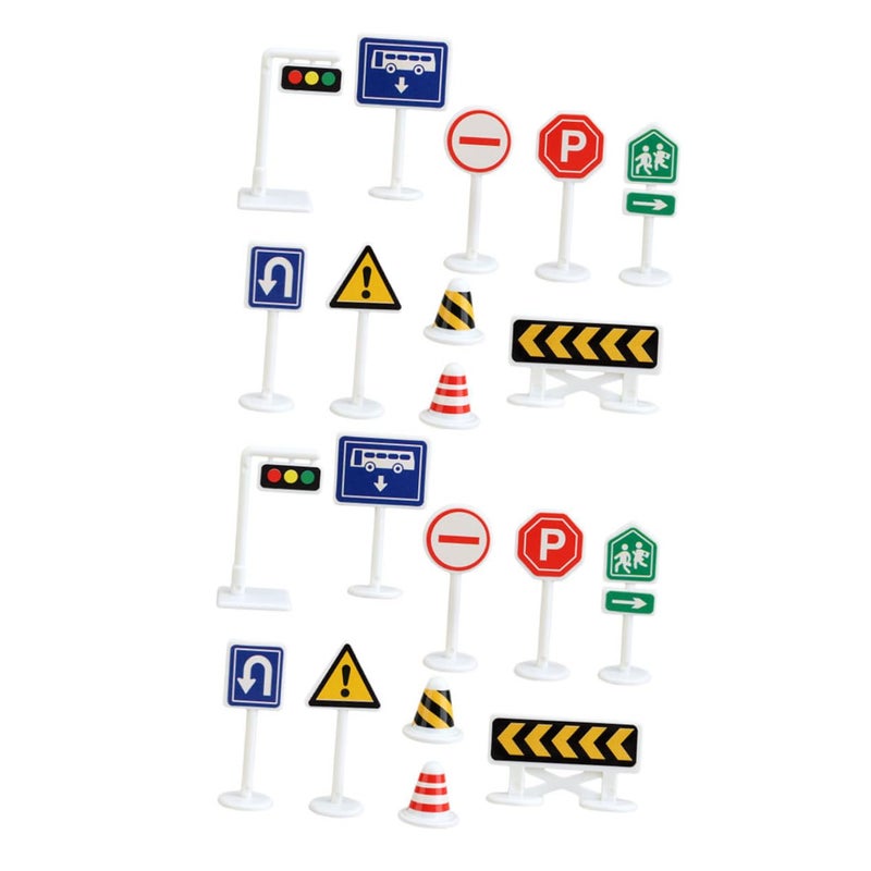 Mini Traffic Signs Play Set For Kids Early Education Road Safety Toys 36 Pcs - Image 2