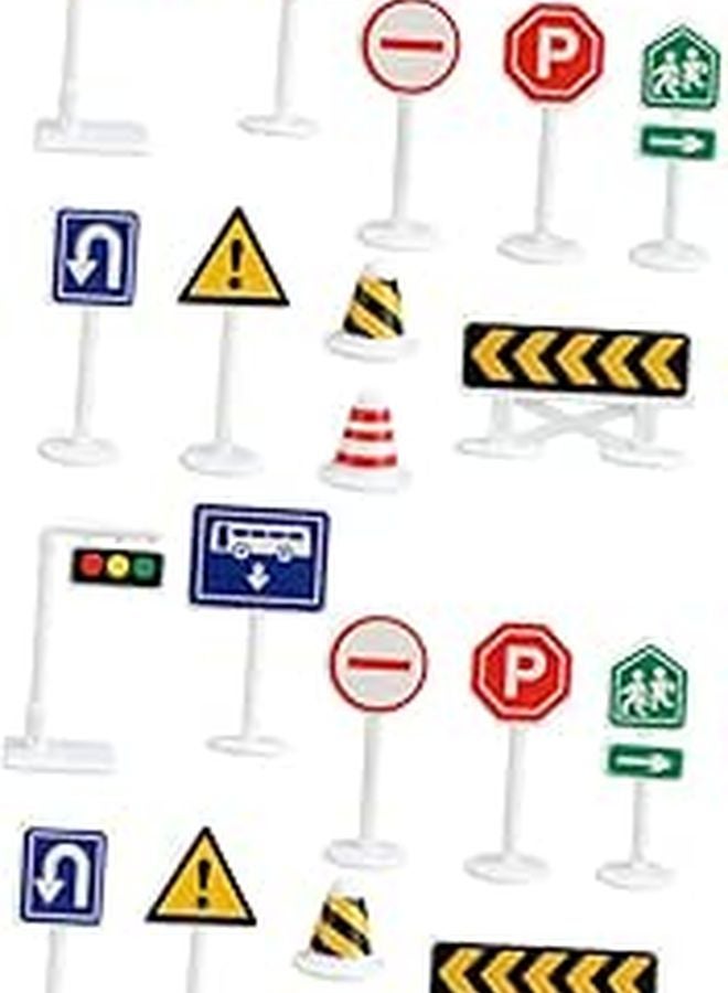 Mini Traffic Signs Play Set For Kids Early Education Road Safety Toys 36 Pcs - Image 1