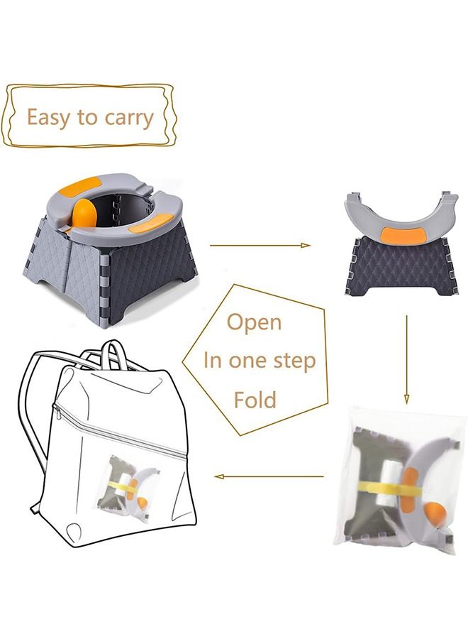 Arabest Portable Potty Training Seat for Toddler| Kids Travel Potty | Collapsible Potty | Baby Potty Seat for Indoor and Outdoor (Gray) - Image 2