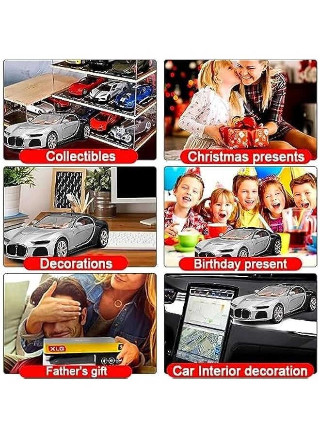 Generic - 1:24 Scale Bugatti Atlantic Alloy Car Model Diecast Toy Vehicles for Kids, with Lights and Music，Gifts for Adults and Children, Decorative Objects, Collectibles. (Silver Black) - Image 1