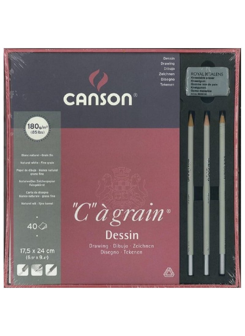 CANSON - Canson sketch 40 sheets 180 gm + 3 pencils + charcoal eraser - Image 1
