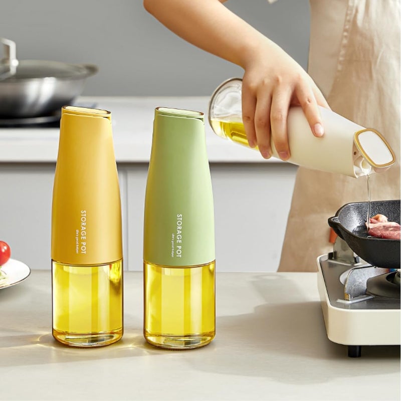 ZEVON Oil Dispenser Bottle for Kitchen 500ml 1 piece Glass Olive Oil Dispenser Oil and Vinegar Dispenser Set with Silica Gel Pourers Weighted Pourer Drip Free Spout Oil Dispenser - Image 1