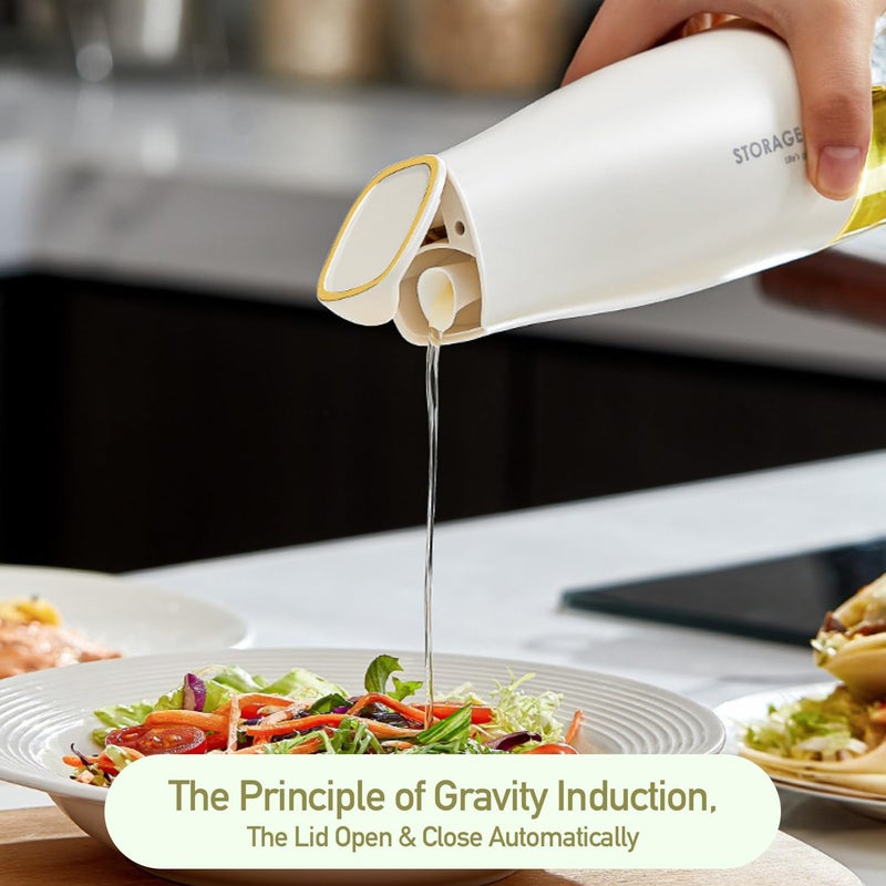 ZEVON Oil Dispenser Bottle for Kitchen 500ml 1 piece Glass Olive Oil Dispenser Oil and Vinegar Dispenser Set with Silica Gel Pourers Weighted Pourer Drip Free Spout Oil Dispenser - Image 5