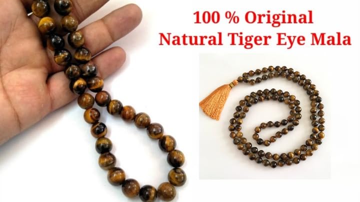 WorldwideGems Natural Tiger Eye Mala 108 Beads Original Tiger Eye Stone Mala Original Certified Golden Brown Color Bead AAA+++ Tiger Eye Gemstone Mala Tiger Eye Crystal Mala for Men & Women - Image 4