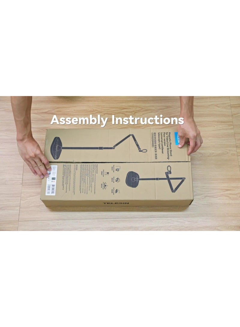 Adjustable Magnetic Aluminum Phone Tablet Floor Stand Holder for Live Streaming & Bed Lazy Arm - Image 3
