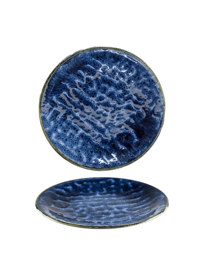 كوتاهيا طبق عشاء مسطح دائري من البورسلين من أوشن، آمن للاستخدام في غسالة الأطباق، لون أزرق داكن، 17 سم - Image 2