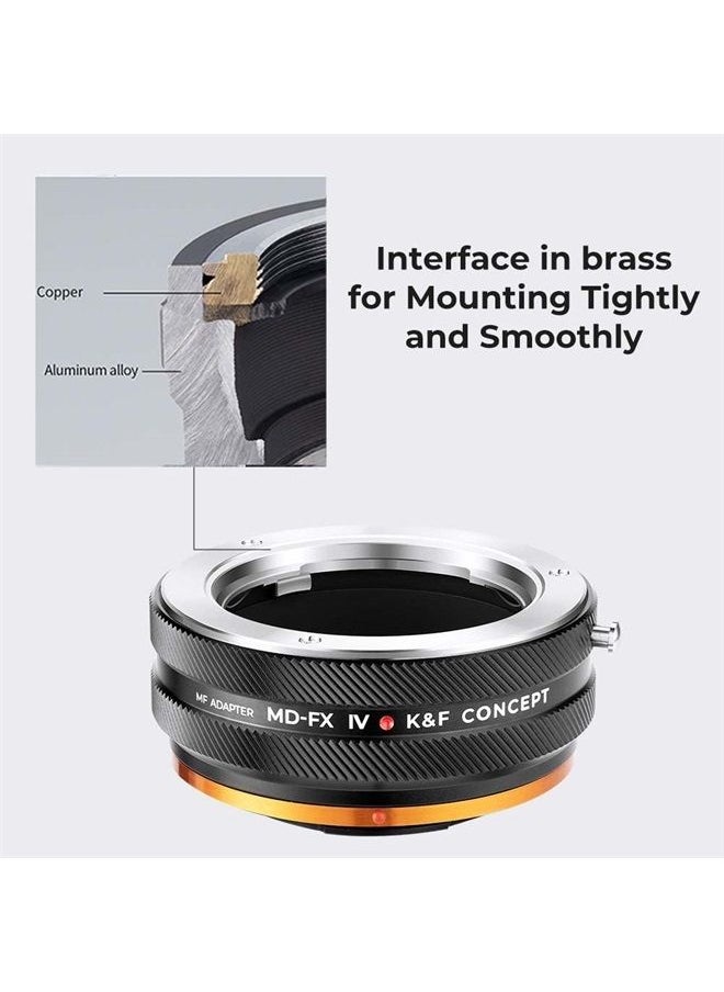 K&F Concept - IV PRO MD-FX Lens Mount Adapter with Aperture Control Ring, Compatible with Minolta MD Series Lens to Fujifilm Fuji X-Series X FX Mount Cameras with Matting Varnish Design - Image 1