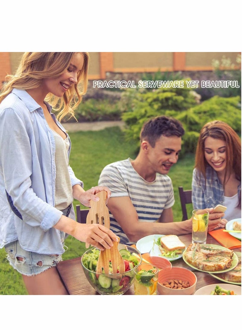 Excefore أيدٍ سلطة من الخيزران، خلاط سلطة، مجموعة مخالب سلطة، أيدٍ سلطة من الخيزران، أدوات تقليب سلطة خشبية، أدوات سلطة مخصصة، عبوة من 2 - Image 4