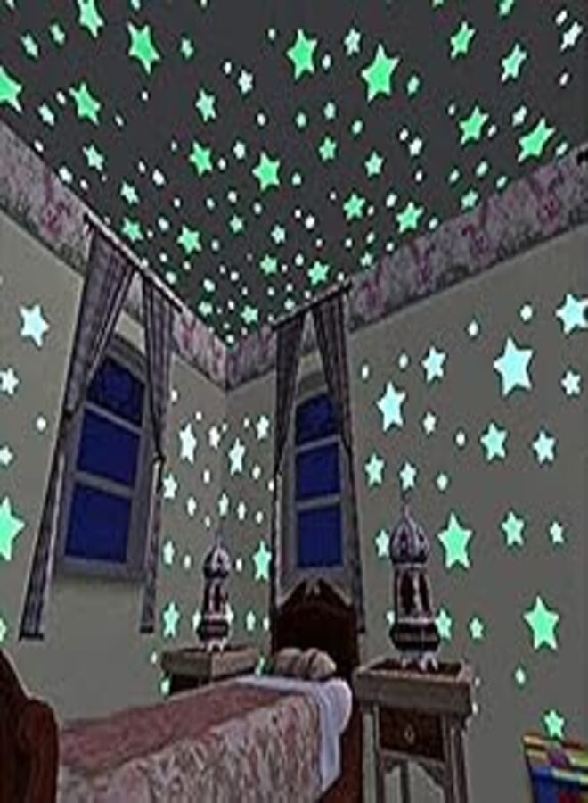 DNHCLL 100PCS 3cm Multi-Color Stars Glow in The Dark Luminous Fluorescent Wall Stickers for Baby Kid's Nursery Room-Stars Plastic Luminous Wall Stickers for Bedroom Decoration Home Ceiling Wall