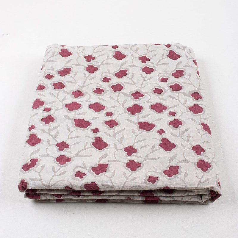 DMAASA Grey Red Floral Kashish Print Pure Cotton Running Fabric 25 Meter Long x 44 Inch Wide - Image 1