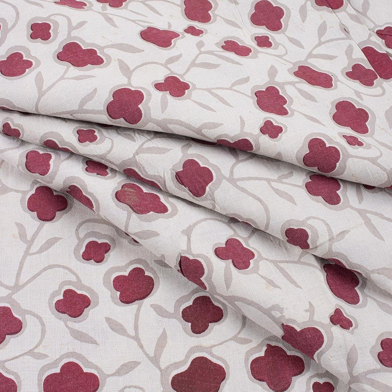 DMAASA Grey Red Floral Kashish Print Pure Cotton Running Fabric 25 Meter Long x 44 Inch Wide - Image 5