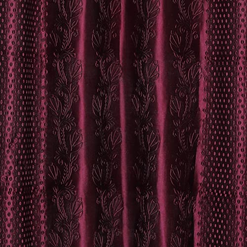 NESTPRIME Heavy Long Crush Floral Opaque Grommet Punching Design For Door Wine 7 Feet Set Of 2 - Image 3