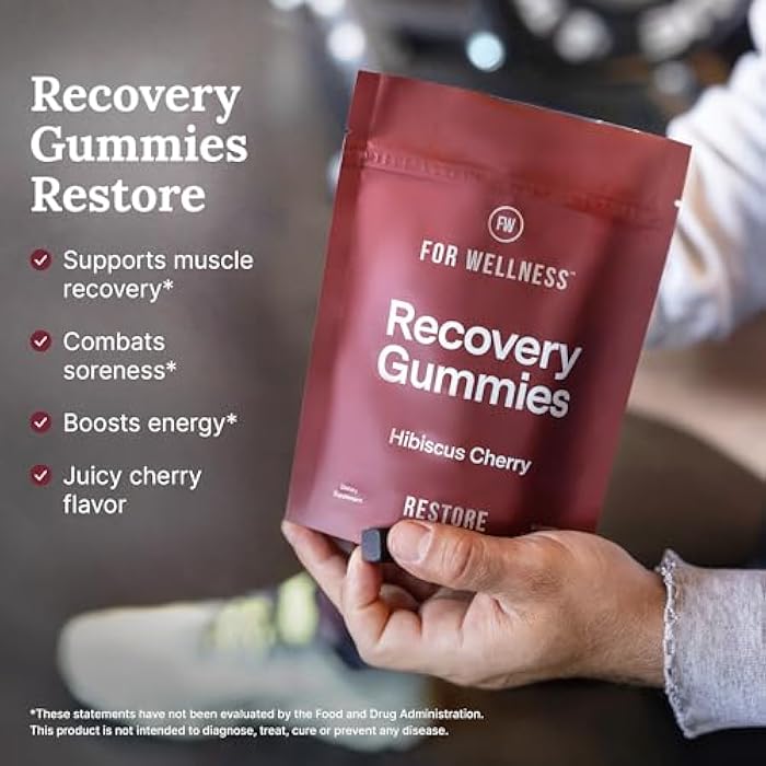 For Wellness Recovery Gummies Restore | Tart Cherry Energy Supplements with Electrolytes for Muscle Soreness, Post-Workout Performance & Recovery | Vegan, Non-GMO, 30 Count - Image 2