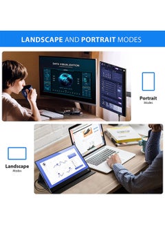 HILUKE 15.6'' Portable Monitor, 1080P FHD Plug&Play Travel Laptop Monitor w/Smart Cover, USB-C HDR Portable Second Computer Display, Portable Game External Screen for PC Phone Mac Xbox PS4/5 Switch  - Image 3