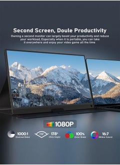 HILUKE 15.6'' Portable Monitor, 1080P FHD Plug&Play Travel Laptop Monitor w/Smart Cover, USB-C HDR Portable Second Computer Display, Portable Game External Screen for PC Phone Mac Xbox PS4/5 Switch  - Image 4