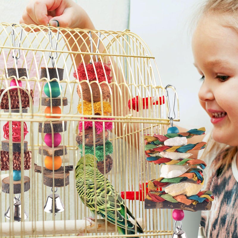 Bissap Bird Chew Toys, 7 Packs Parakeet Natural Wood Toys Parrot Hanging Cage Toy Perch Stand for Small Birds Conure Cockatiel Parrotlet Lovebird Budgie - Image 5