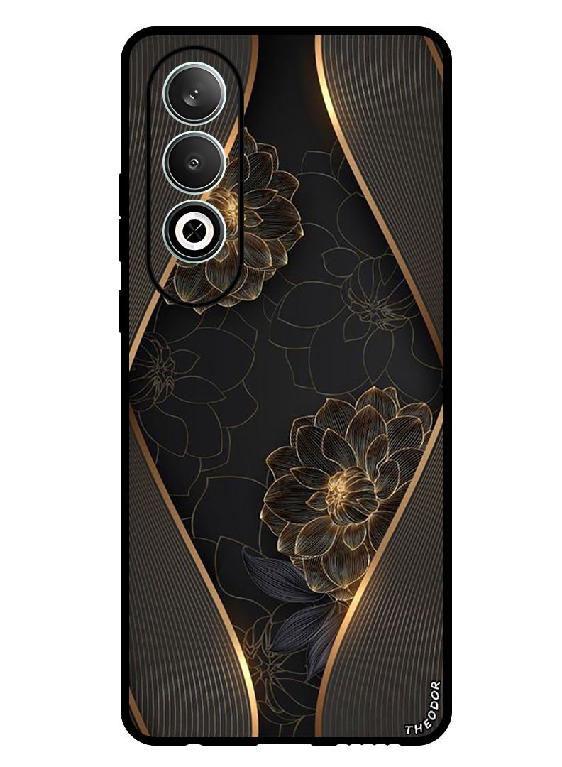 Theodor Protective Case Anti Scratch Shock Proof Bumper Cover For OnePlus Nord CE 4 Gold flower - Image 1