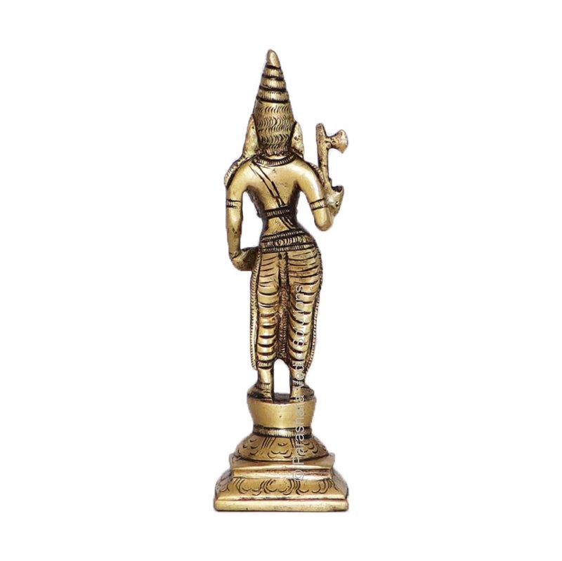 ARKAM Brass Parshuram MurtiParashuram IdolPital Vishnu Parshuram Avatar Statue Antique Brass for HomeTempleOffice Height 154 cm Weight 360 GMS - Image 4