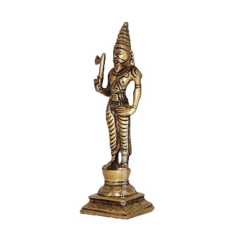 ARKAM Brass Parshuram MurtiParashuram IdolPital Vishnu Parshuram Avatar Statue Antique Brass for HomeTempleOffice Height 154 cm Weight 360 GMS - Image 3