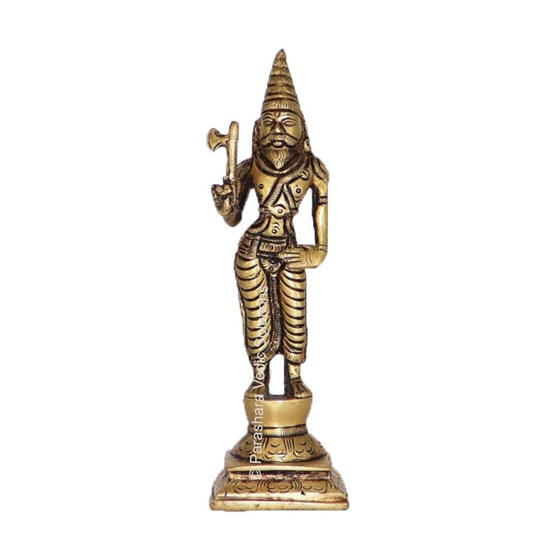 ARKAM Brass Parshuram MurtiParashuram IdolPital Vishnu Parshuram Avatar Statue Antique Brass for HomeTempleOffice Height 154 cm Weight 360 GMS - Image 1