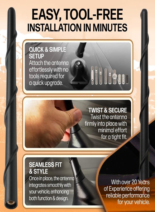 Votex طقم هوائي Votex أسود قصير مطاطي عالمي - مقاوم لغسيل السيارات، سهل التركيب، استقبال مُحسّن بفضل الملف النحاسي، خيوط من الفولاذ المقاوم للصدأ، مرن ومتين، يناسب السيارات والشاحنات وسيارات الدفع الرباعي - رمز المنتج A296VOTEX - Image 5