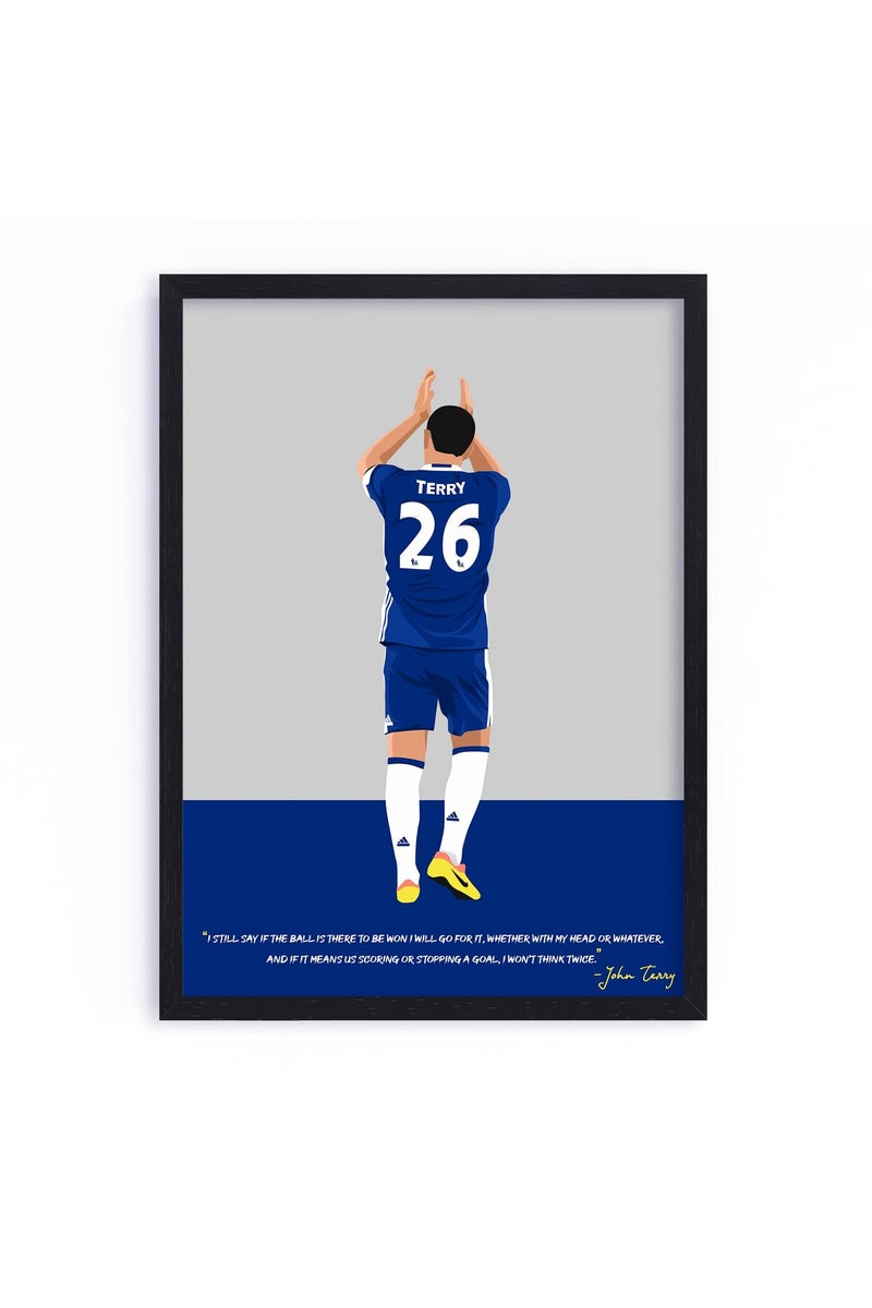 QUOTE - UNQUOTE ART John Terry Framed Illustration - Chelsea F.C Original Football Poster - Minimalist Modern Art - 13x17 inches - Black Frame - Image 1