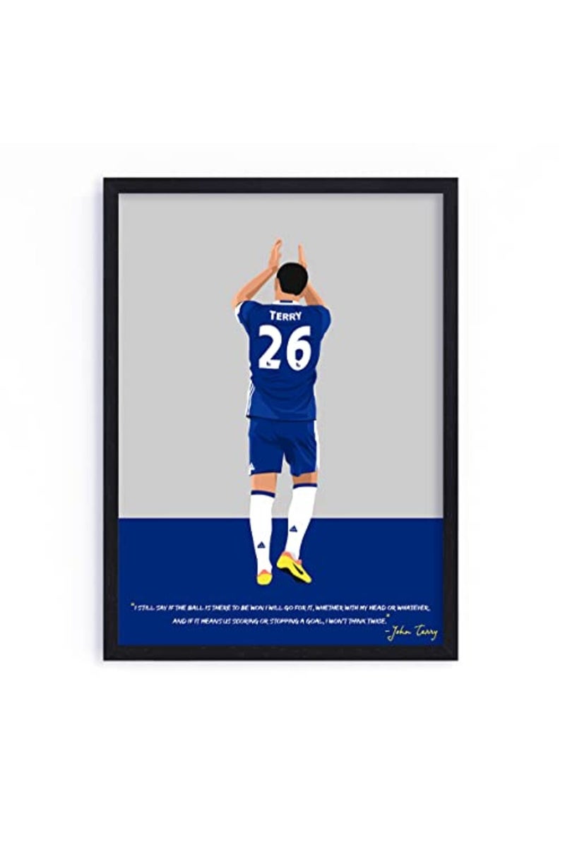 QUOTE - UNQUOTE ART John Terry Framed Illustration - Chelsea F.C Original Football Poster - Minimalist Modern Art - 13x17 inches - Black Frame - Image 2
