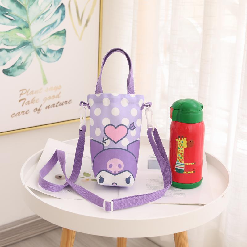 Cute Cartoon Girl Insulated Cup Sleeve Deviruchi Head Doll Polka Dot Kettle Crossbody Bag 