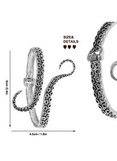 RechicGu Vintage Silver Octopus Tentacle Animal Sea Ocean Hinged Open Bracelet Bangle Cuff Scary Horror Goth  - Image 4