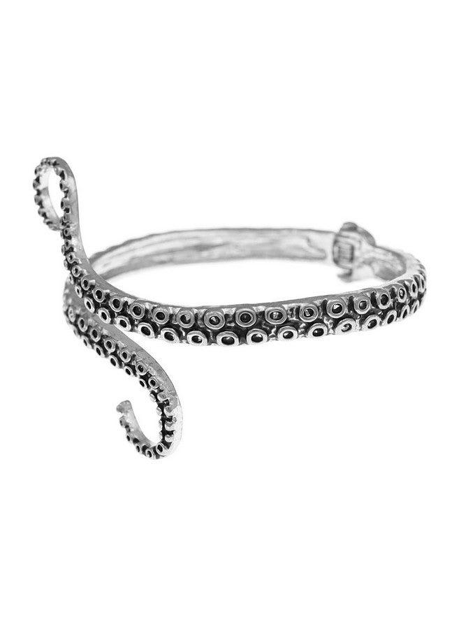 RechicGu Vintage Silver Octopus Tentacle Animal Sea Ocean Hinged Open Bracelet Bangle Cuff Scary Horror Goth - Image 5