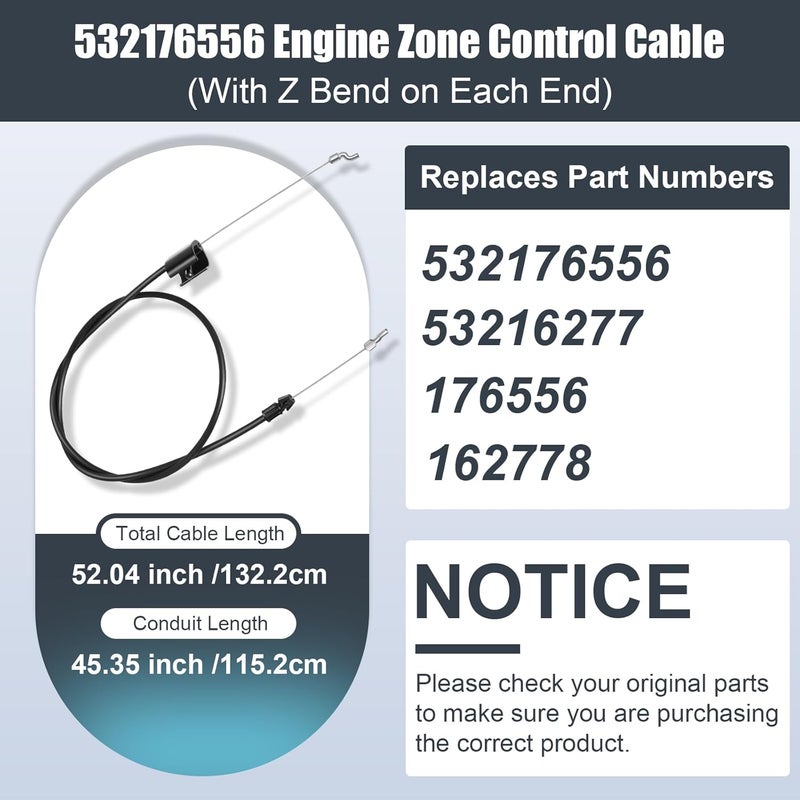 Swess 746-0957 Engine Zone Control Cable for MTD 946-0957 Fits Most Push Mowers with Cable Length 50inch Conduit Length 37 inch - Image 2