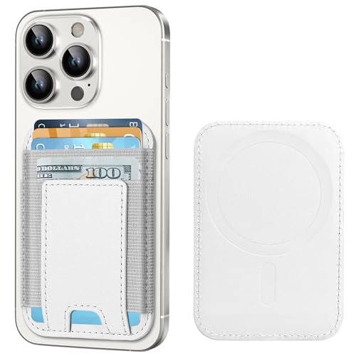 ExtreLife Upgraded for Magsafe Wallet, Strongest Magnetic Wallet for iPhone 17/16/15/14/13/12 Series, Magnetic Card Holder with 2 Card Slots, RFID Blocking, Vegan Leather, Fit 7 Cards, White - Image 1
