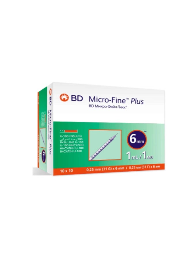 BD Microfine Plus syringes, insulin injections, PD needles, 1ml 6mm size, 100/piece, 2 boxes