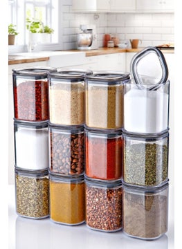 Nandy Home 12 قطعة 180 مل. حاوية تخزين التوابل مربعة الشكل مزودة بسدادة وموسومة  - Image 1