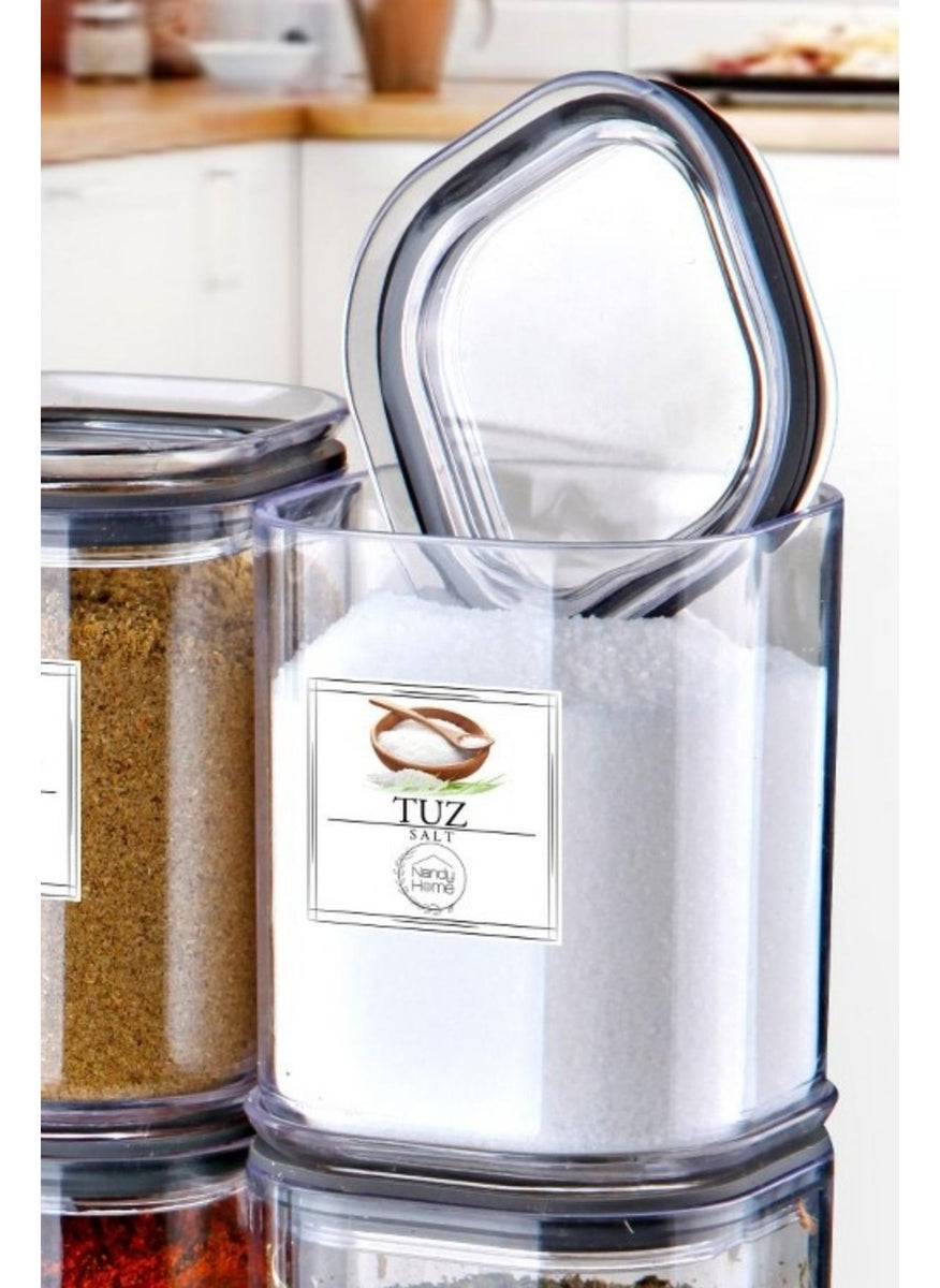Nandy Home 12 Pieces 180ML. Square Gasketed Labeled Spice Storage Container  - Image 2