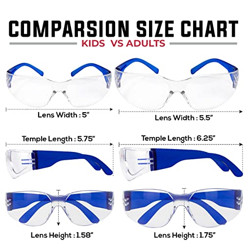 BISON LIFE Safety Glasses for Kids 6 PAIRS | ANSI Z87 Impact and Scratch Resistant, Clear Lens Assorted Color Temples, Child Youth Size Science Glasses with 6 Color Variety - Image 4