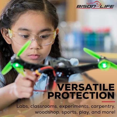 BISON LIFE Safety Glasses for Kids 6 PAIRS | ANSI Z87 Impact and Scratch Resistant, Clear Lens Assorted Color Temples, Child Youth Size Science Glasses with 6 Color Variety - Image 5