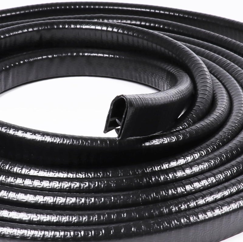 Car Elements Black Edge Trim 1/2" X 3/8" U-Channel Rubber Weatherstrip with Metal Fit Gap 3/64" to1/4 Car Door Edge Sealing Strip, PVC Weather Stripping Metal Edge Protector - 20Foot - Image 1