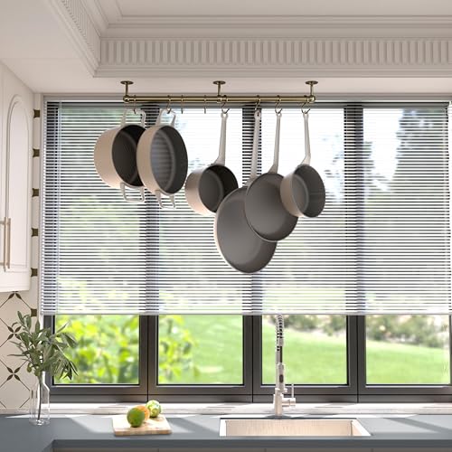 ROTHLEY Stainless Steel Hanging Pot Rack Hanger: 23.7 Inch Pot and Pan Hanger Wall Mounted Hanging Pot Bar Rack Heavy Duty Pot Hangers Kitchen Rail with 8 S Hooks (Antique Brass) - Image 5