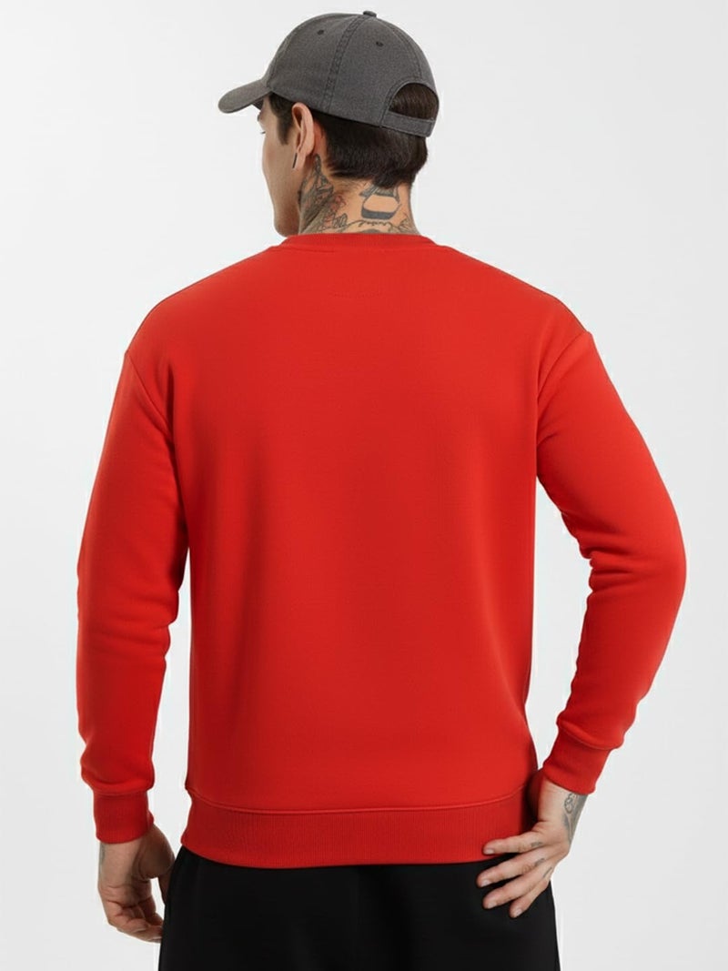 LEOTUDE Printed Red Full Sleeves Round Neck Regular Fit Men Fleece Casual Sweatshirt | Casual Winter Sweatshirts for Men |(W11_Brown_P_ZRed_L) - Image 4