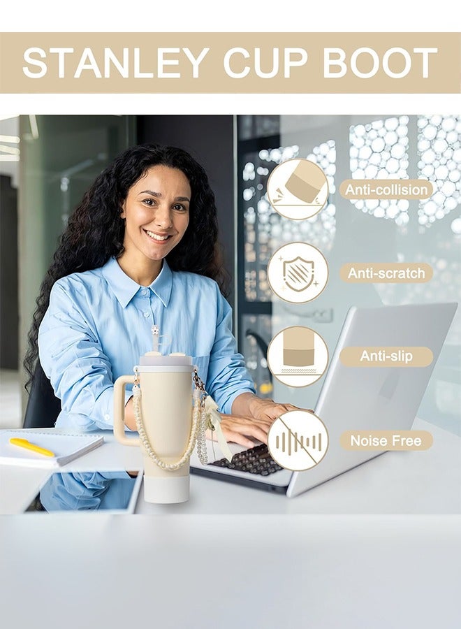 Stanley Cup Accessories Set 4Pcs for Stanley Cup 40oz & 30oz Tumbler, Stanley Cup Decoration Including Water Bottle Handle Strap, Silicone Cup Boot, Silicone Straw Cover - Image 5