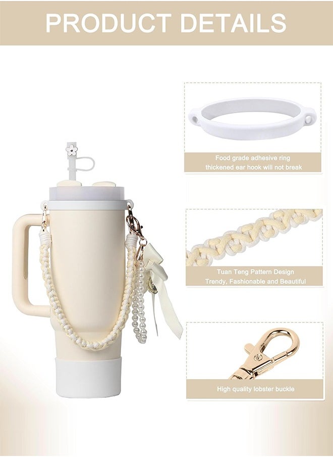 سويت لايف طقم إكسسوارات كأس ستانلي 4 قطع ، 40oz و 30oz بكرات ، وزخرفة كأس ستانلي ، بما في ذلك حزام مقبض زجاجة ماء ، سيليكون كأس الأحذية ، سيليكون سترو مجموعة  - Image 2