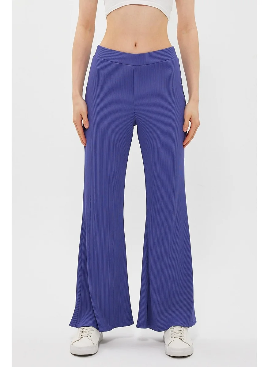 Alexander Gardi Elastic Waist Ribbed Flare Leg Fabric TROUSERS (B24-00188)