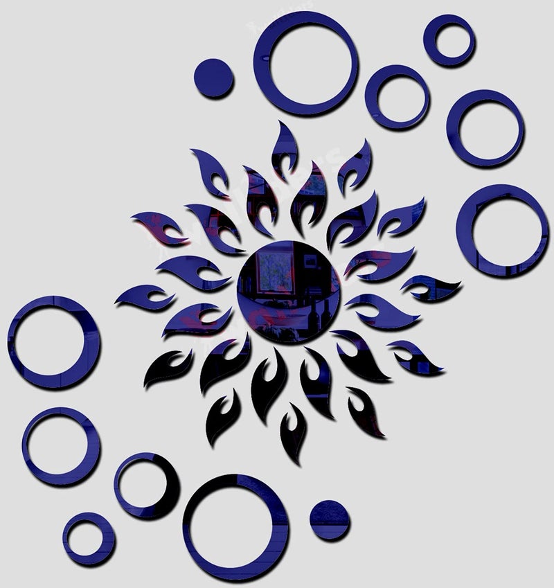 Wall1ders Wall1ders Store Acrylic Sun Ring Mirror Wall Stickers 2 Set Blue Size 45 cm x 45 cm