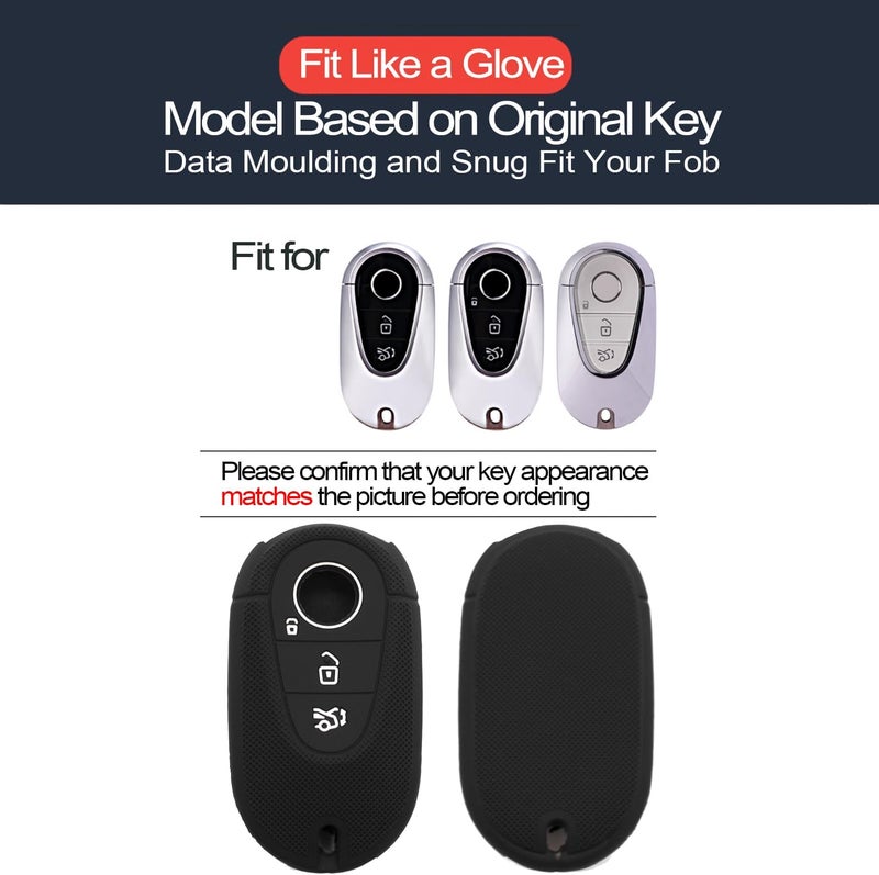 INFIPAR 2pcs Compatible with Mercedes Benz G C S E GLC EQE EQS 300 350 450 500 560 580 SL AMG Smart Key Fob Cover Case Key Chain Protector Keyless Entry Remote Holder - Image 2